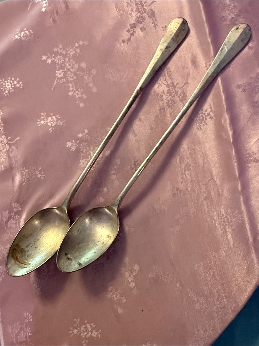 Two antique Long Handle Serving Spoon - Silver plated by Christofle